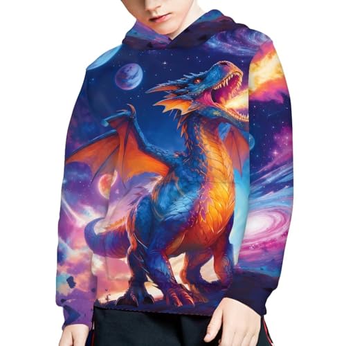 Image of WELLFLYHOM Boys Hooded Sweatshirts Hoodie Pullover Cool Graphic Crewneck Blouses Size 6-16