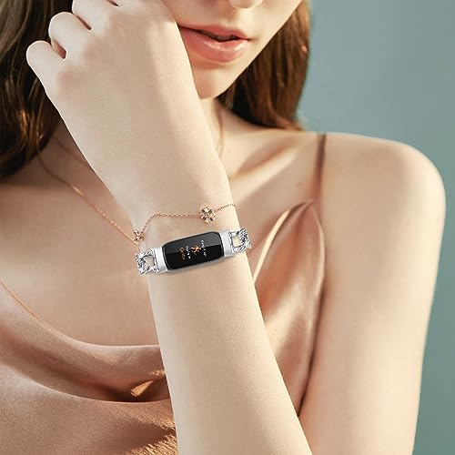 Pulsera compatible Fitbit Luxe con strass y ajuste metálico miniatura 7