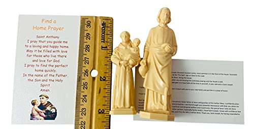 Kit mini estatuas San José y San Antonio con tarjetas de oración miniatura 2