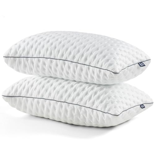 BedStory Set di 2 Cuscini Letto 40x70 cm - Memory Foam Triturato e Fibra con Riempimento Regolabile, Morbidi e Traspiranti per Dorme, Rivestimento Lavabile