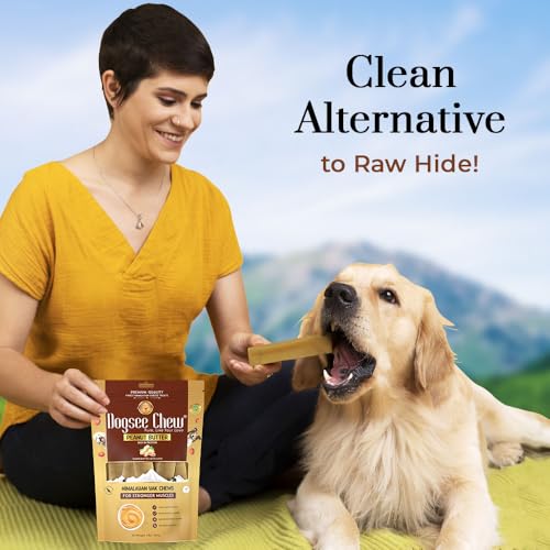 Image of Dogsee Peanut Butter Infused 100% Natural Yak Chew Bones for Dogs 140 gm (Medium - 2 Chews) Healthy Alternative to Rawhide - High Protein, All Life Stages