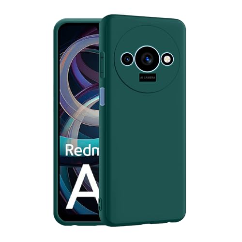 Image of CEDO Back Cover for Redmi A3 / Redmi A3x / Poco C61 (4G) | Camera Bump Protection & Inner Velvet Fabric Lining | Ultra Slim Matte Soft Rubberised Case Cover (Green)