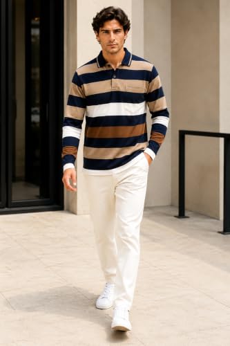 Image of Full Sleeve Polo T Shirt for Men Cotton with Pocket and Collar - Regular Fit Tshirt