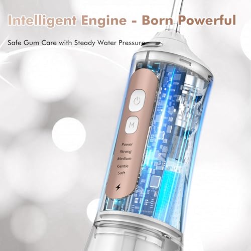 Image of H2ofloss Water Dental Flosser Teeth Pick -Portable Oral Irrigator with 5 Modes, Rechargeable IPX7 Waterproof Orthodontic Teeth Cleaner Pick Cordless for Home Travel-300ml Water Tank (White + Freshening Tablets)