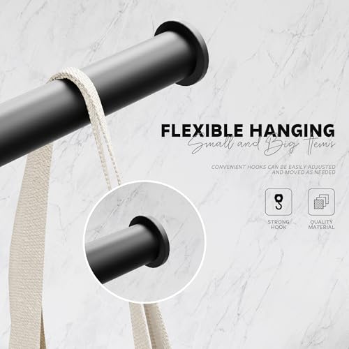 Image of MIORAH Self Adhesive Aluminum Hand Towel Holder in Bathroom | Wall Mounted Towel Hanger for Wash Basin & Bathroom Towel Hanger for Wall | Bathroom Organiser Without Drill Black