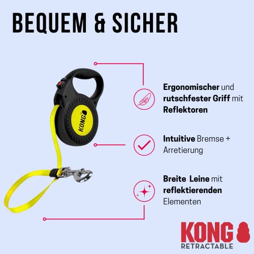KONG Guia Retrátil p/Cães Terrain G Reflective Preto 5m