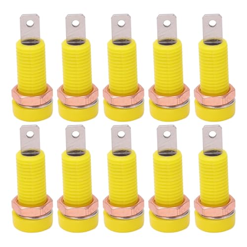 10pcs 4mm Banana Jack Socket, Banana Jack Connector Panel Mount Binding Post Connector Adapter Panel for Electronic Instrument (Yellow)