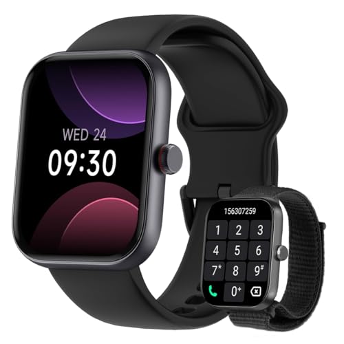 Smartwatch Relógio Inteligente, Tela HD de 1,91' Relógio Fitness com Alexa, 100 Esportes, Frequência Cardíaca e Monitoramento do Sono, IP68 à rova d'água, Compatível com Android iOS, 2 Pulseiras