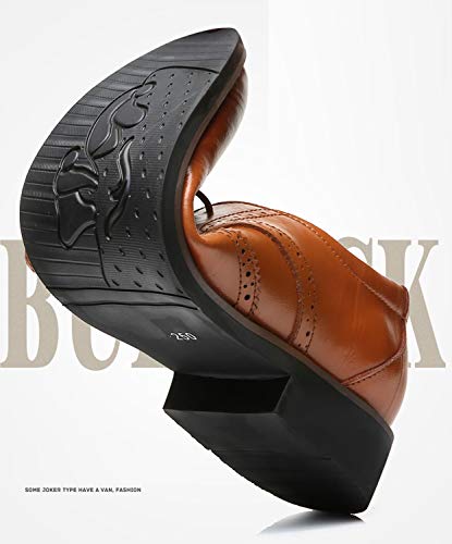 Santimon Men's Wingtip Oxford Shoes Classic Brogue Dress PU Leather Lace Up Casual Shoes4