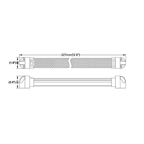 Lightronic RV LED Area Scene Light Fixture 12.8″, 6000K-Cool White Super Bright, High Light-Output Low Current Draw, Integrated On/Off Rocker Switch, Heavy-Duty Aluninum Housing, 12V/24V DC, 1-Pack