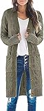 Design: Locker und Boyfriend Stil, Strickcardigan, Twist Zopfstrick, Button-Down, einfarbig, Zopfmuster, zwei Taschen, über Knielänge, super kuscheliger und warmer Strick Cardigan Mantel.