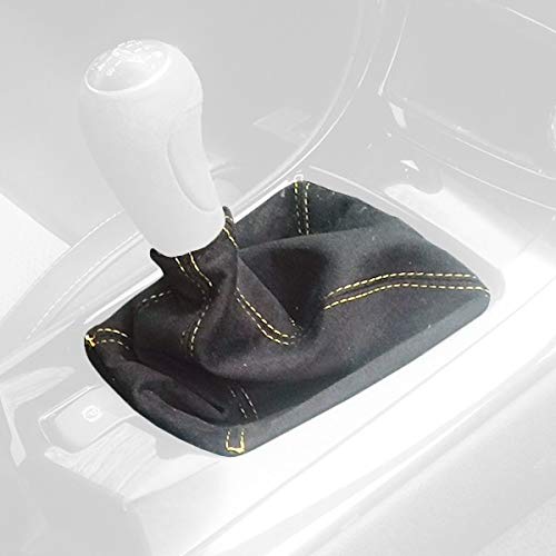 RedlineGoods Shift Boot Compatible with Cadillac CTS/CTS-V 2008-14. Tailor Made - not Universal. Genuine top-Grade Italian Black Suede (Alcantara) with Silver Thread