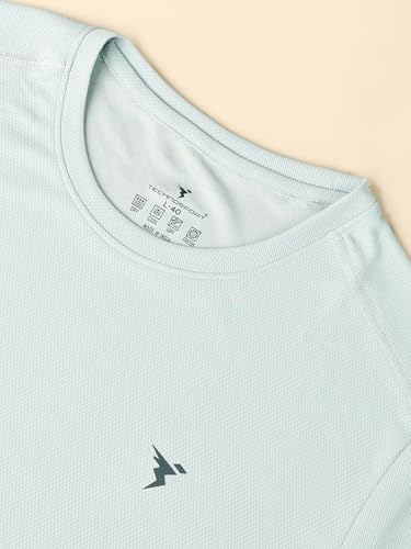 Image of TECHNOSPORT Men's Slim Fit Polyester Activewear Sports T-Shirt with Moisture-Wicking Comfort for Workout, Running & Gym