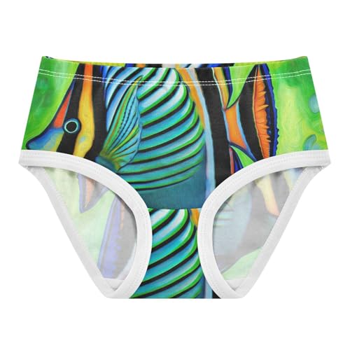 Toddler Underwear Floral 2t Cotton Little Girl Panties Print Briefs Underpants Colorful Tropical Fish Green Blue