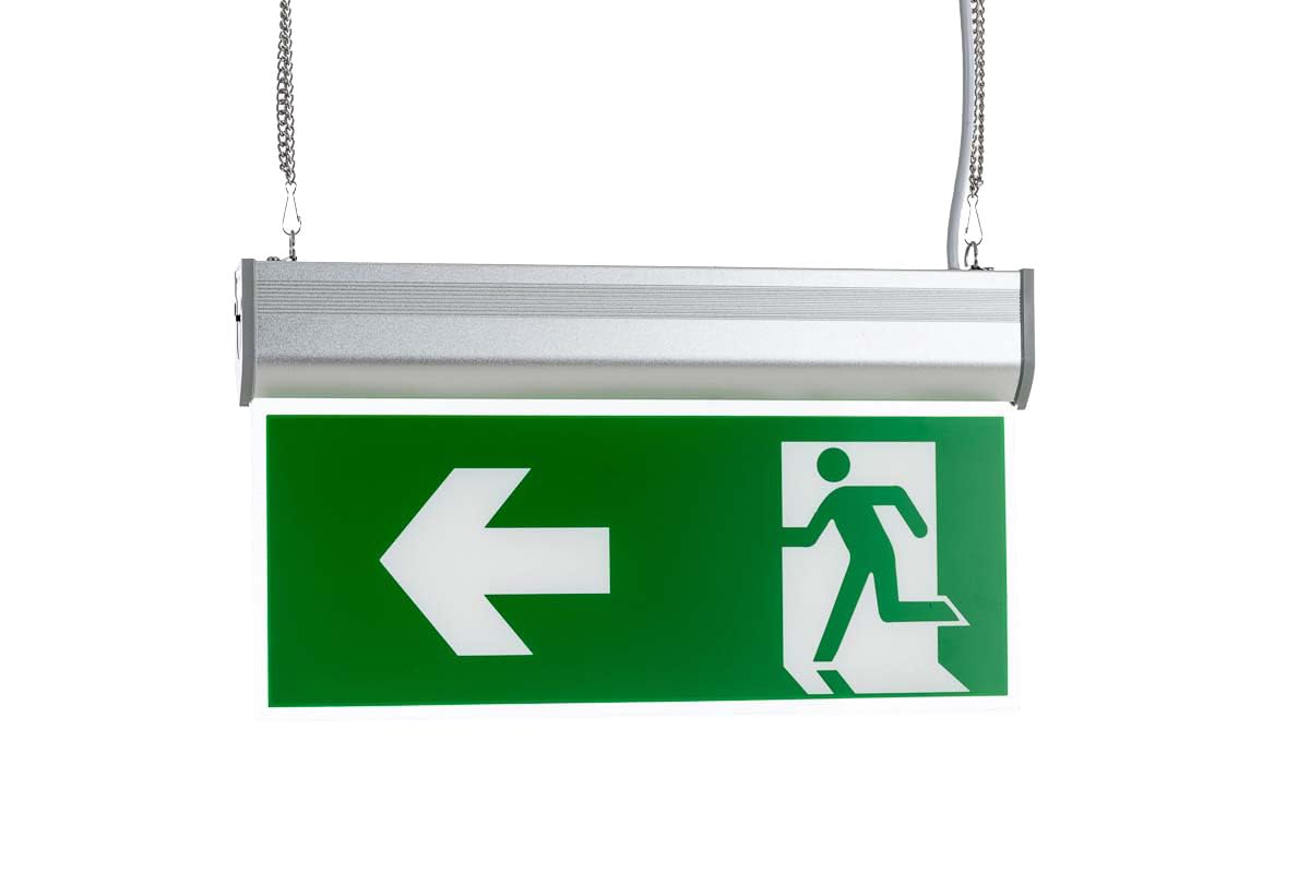 Iluminación de Emergencia C200RL I Señal LED de Emergencia I Señal de Evacuacíon Direccional para Montar en el Techo I Color:, Color:Verde Claro