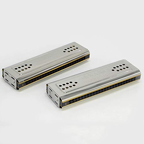 Yueko Swan 2-In-1 Dual-Sided Tremolo Harmonica Mouth Organ Dural Key Of C&G 24 Double Holes Reed Wind Instrument With Padded Box Cleaning Cloth thumb #2