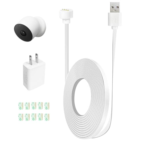 AYIIFEI Power Cable Compatible with Google Nest Cam Outdoor or Indoor Battery 13 FT/4m 1Pack Weatherproof Indoor and Outdoor Cable Continuously Charging Your Nest Camerawith 5V 2A Charger