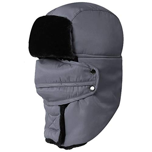 Novawo Unisex Winter windfeste Mütze mit kältebeständigen Ohrenschützern und Uschanka mit atmenbarer abziehbarer warmer Maske Cover