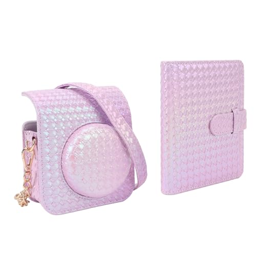 Custodia Protettiva per Mini fotocamera 12 Copertura Superiore Rimovibile con Tracolla Regolabile Borsa da Trasporto per Album Fotografico con 64 Tasche per pelle sintetica