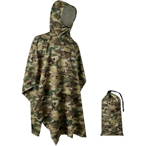 Fousam Waterproof Camo Rain Poncho Hunting Rain Poncho for Adults Men Women