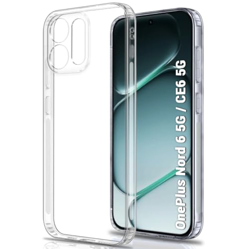 Image of TheGiftKart Back Cover Soft Case for OnePlus Nord 6 5G / CE 6 5G | Best Camera Protection | Inbuilt Dust Plugs & Anti-Slip Grip | Ultra Clear Slim Back Cover Case (Silicone, Transparent)