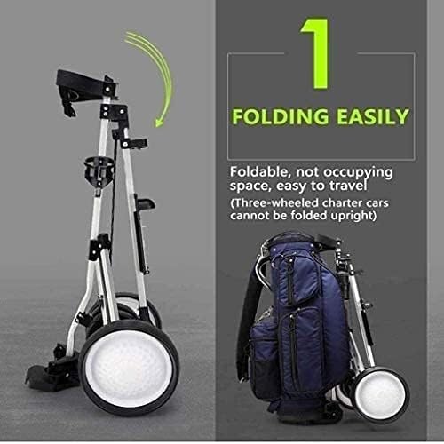 WaiDXn Cube Compact Folding Ergonomic Handle Push Golf Trolley 3 Wheel, Golf Push Cart With Scorecard Holder,Drinks Holder - Image 2