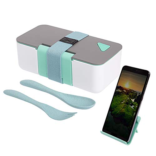 Brotdose Mit Gabel Und Löffel Praktisches Bento-box-system Für Den Transport Von Mahlzeiten. Lunchbox Mit Modernem Design Praktischer Telefonhalter