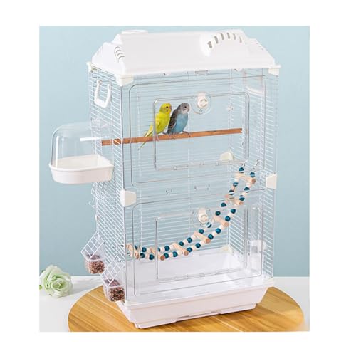 Quxxuol鳥かご 、鳥籠インコ、バードケージ小型豪華別荘、大型インコインコ鳥、鳥小屋透明な、鳥ケージ組立式、掃除しやすい高強度、スナップオンデザイン、ペット用品 、ポータブル鳥かごオカメインコ ケージ、家庭用小型豪華別荘八兄玄鳳虎皮牡丹真珠繁殖 (ホワ
