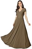 KOH KOH Womens Sexy Cap Short Sleeve V-Neck Flowy Cocktail Gown