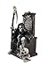 DWK - Dark Master - Grim Reaper Skeleton on Throne with Pet and Scythe Collectible Gothic Fantasy Figurine Statue Halloween Death Sculpture Home Décor Accent, 10-inch