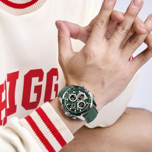 Image of Carlington Nitro Analog-Digital Men's Premium Leather Strap Wrist Watch | Quartz Movement | Water & Shock Resistant Watch for Men | Casual & Formal Wear - CT 9197