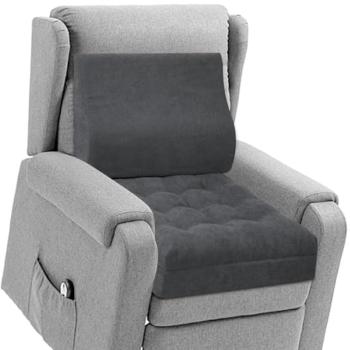 TANYOO Recliner Cushion for Elderly with Lumbar Support Pillow - 20x20x5 Inch Extra Thick Recliner Seat Cushion for Seniors Relief Back Pain and Tailbone Pain from Long Sitting Non-Slip Bottom