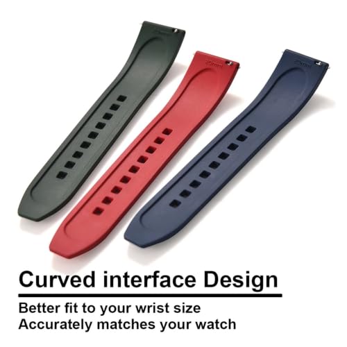 Sangles de montre en caoutchouc fluoré marron 21mm avec boucle ardillon interchangeable - 3