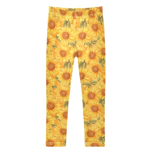 Girls Leggings Soft Toddler Ankle Length Bottoms Sunflower Kids Dance Yoga Pants 4-10 Years
