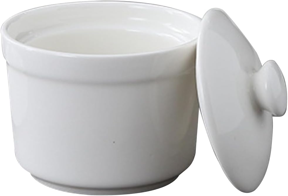SHERCHPRY Ceramic Stew Pot with Lid Steam Soup Bowl Steaming Cup Stockpot Cooking Earthen Casserole Pot for Home Kitchen Egg Custard Medicinal Birds Nest 580ml