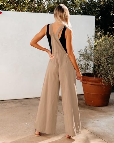 Image of luvamia Denim Overalls for Women Wide Leg One Piece Jean Jumpsuits Fashion Baggy Bib Overall Loose Fit Pleated Pockets