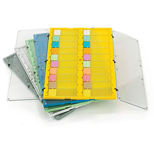 Globe Scientific 513029G Plastic Microscope Slide File Folder with Clear Hinged Lids, 20-Place, Green
