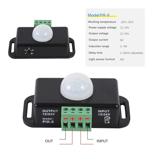 Capteur de mouvement PIR 12V interrupteur cellule photosensible LED