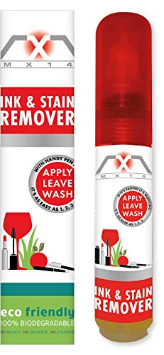 MX14 Ink and Stain Remover - Multi-Surface Non-Bleach Cleaner & Applicator for Stains on Leather or Fabric Clothes, Upholstery, Carpets - Remove Grease Marks, Curry Spots, & Food Colouring - 30ml