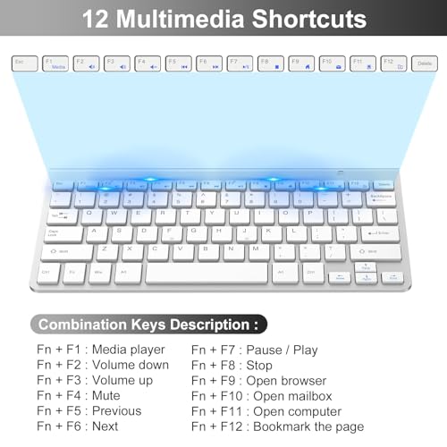 Image of cimetech Mini Wireless Keyboard Mouse Combo, 2.4G Slim Keyboard and Ergonomic Silent Mouse Set with 12 Multimedia Shortcuts for Computer, PC, Laptop, Tablet, Desktop, Android SmartTV (Silver)