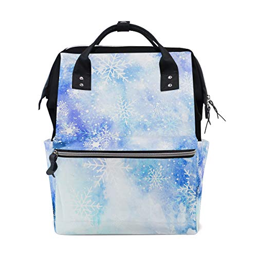 - Zaino da viaggio in tela con fiocchi di neve colore: Azzurro