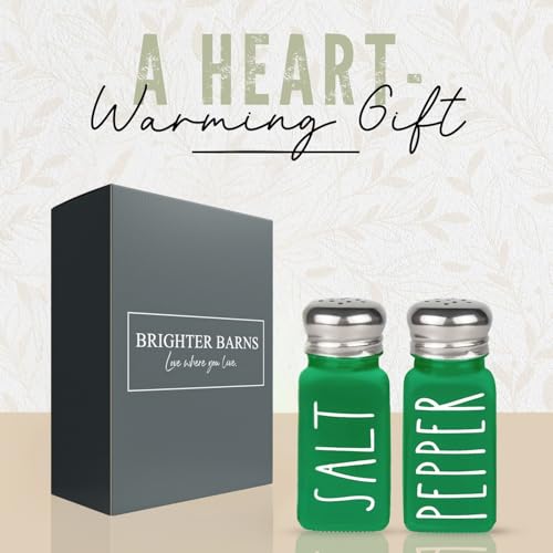 Image of Afrodite Salt and Pepper Shakers Set, Stainless Steel Salt and Pepper Sprinkler for Restaurant with Glass Bottom, Spice Dispenser Ideal for Himalayan, Kosher, Black and White Pepper (Green)