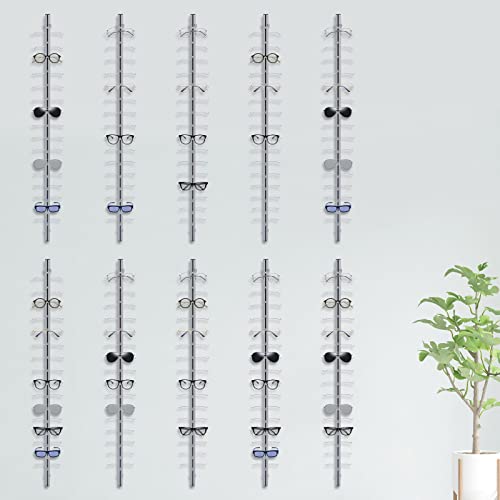 HYYKJ-US Sunglasses Glasses Display Rod Wall Mounted Aluminium Eyeglass Frame Stand Eyewear Holder Organizer for Optical Frames Reading Glasses 14/16 Layers without Lock 10pcs/Set (16 Frames)