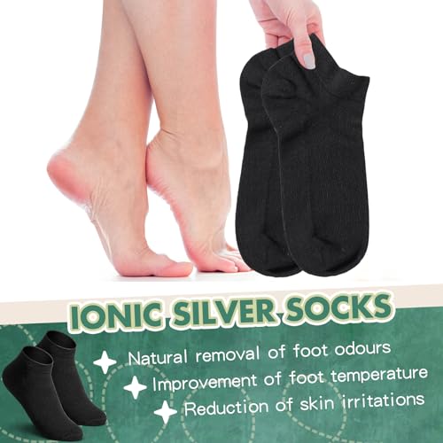 Silver Grounding Socks - Unisex Silver Infused Anti Odor & Sweat Wicking Socks for Men & Women, 7-9, Black4