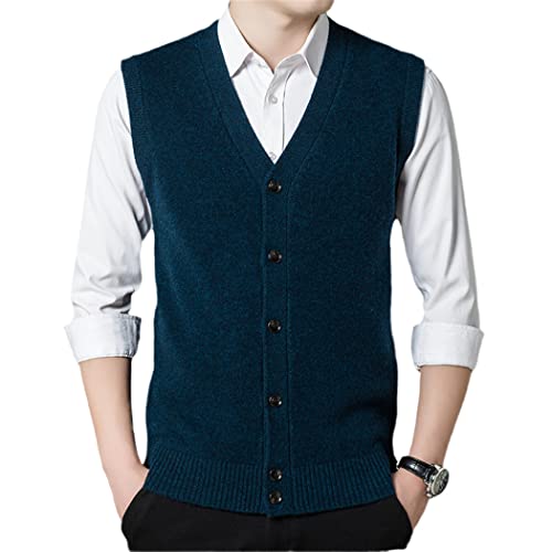 Gilet cachemire col V sans manches homme bleu XXL idéal pour l'automne