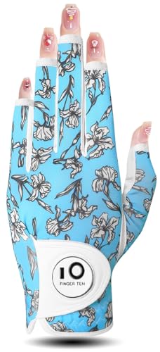 ゴルフグローブ レディース 左手用 ネイル指先カット 羊革とマイクロファイバーレザー ストレッチ生地 ソフト 柔らかめ 伸縮 通気 耐摩耗性 滑りにくいグリップ 雨 汗に強い 全天候モデル ゴルフマーカー付き NS20