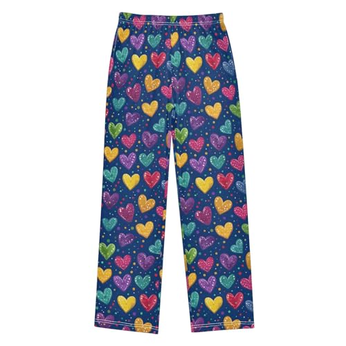 Pajama Pants Lounge Sleep PJ Bottoms Sleepwear Elastic Waist Drawstring S Colorful Polka Dot Heart