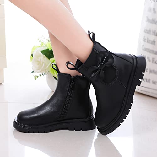 EnJoCho Girl Toddler Rain Boots 3-12Years Girls Leather Boots Shoes Waterproof Leather Short Boots Non Slip Breathable Boots2