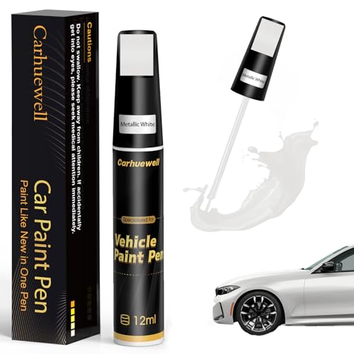 Image of White Touch Up Paint for Cars, Car Paint Touch Up Pen, Car Scratch Repair Pen Auto Scratches Remover Easy to Use and Quick Fix(Metallic white)