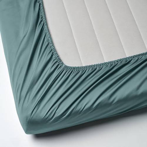 Drap housse bleu-vert 160x200 NATTJASMIN grand bonnet pour lit double